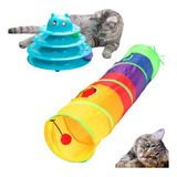 2 Brinquedo Para Gato Torre + Tunel Labirinto Interativo Pet
