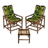 2 Cadeiras C/mesa Para Jardim E Sala De Estar Bambu