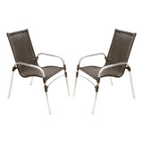 2 Cadeiras Emily De Área Em Fibra P/ Jardim, Sacada - Tabaco