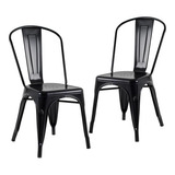 2 Cadeiras Iron Tolix Aço Metal Industrial Vintage Cores Cor Da Estrutura Da Cadeira Preto - Semibrilho