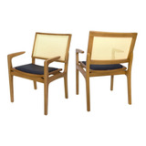 2 Cadeiras Palhinha C/ Braço Madeira