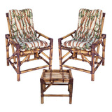 2 Cadeiras Para Áreas De Lazer E Jardim C/mesa Bambu