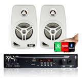 2 Caixas 70w Parede Som Ambiente +amplificador Bluetooth 40w