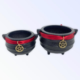 2 Caldeirões Bruxa Wicca Panela Ferro Pentagrama 300 100 Ml