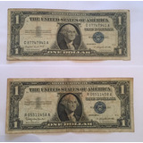 2 Cédulas 1 Dólar Usa Sêlo Azul 1957 Letras A E B 