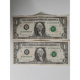 2 Cédulas Autênticas De Um Dólar Em Sequência, Antiga 1988