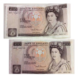 2 Cédulas Sequencia Rainha Elizabeth / 10 Pounds #1