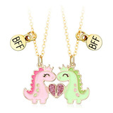 2 Colar Best Friends Amizade Amigas Magnético Dinossauros