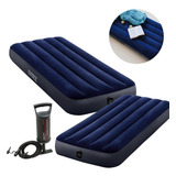 2 Colchões Infláveis Solteiro Fiber Tech 64756 Intex + Bomba