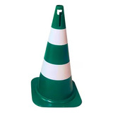 2 Cone De Sinalização Verde/branco Pvc