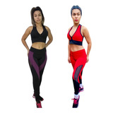 2 Conjuntos Roupa De Academia Feminina Calça Legging Fitness
