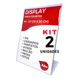 2 Display Expositor A4 L 21x30 Acrílico (ps)