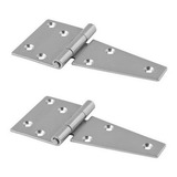 2 Dobradiças Leme Inox 75x100mm Portão Madeira Ou Alumínio 