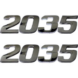 2 Emblema Adesivo Número 2035 Cromado