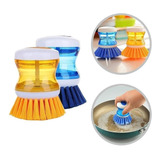 2 Escova Lava Louça C/ Dispenser Dosador Detergente Cozinha