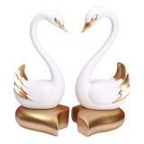 2 Estatuetas De Cisne Para Casal, Ornamento De Mesa, Branco