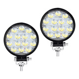 2 Farol Led Branco 42w Redondo Pulverizador Trator Agricola