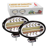 2 Farol Milha Oval Led 144w Strobo Dual Collor Colheitadeira