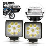 2 Farol Milha Quadrado 27w 9 Leds Jeep Troller 12v Universal