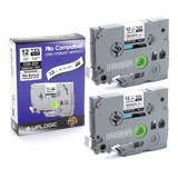 2 Fita Compatível Tze 231 P/ Brother Pt-h110 Pt-h105 Pt-e110