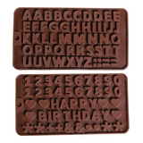 2 Formas Moldes Silicone Chocolate Confeitar Letras Números