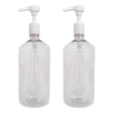 2 Frascos 1000ml Para Álcool Gel Válvula Pump Profissional