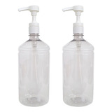 2 Frascos Para Álcool Gel Válvula Pump Profissional 1000ml