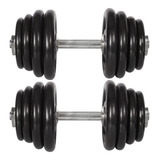 2 Halter 40cm Rosca+4 Anilhas Emb 1kg 2kg 3kg Peso Academia Cor Preta