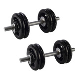 2 Halteres 40cm+24kg Anilhas Pin 4x3kg 4x2kg 4x1kg Academia Cor Preto