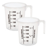 2 Jarra Graduada Medidora Sem Tampa 250ml Plástico Bpa Free