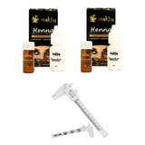 2 Kit Henna Makiaj Sobrancelha Fixação + Paquimetro 13cm