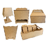 2 Kit Higiene Bebê 8 Ppcs Liso - 3d-mdf Cru Desmontado