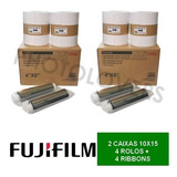2 Kit Papel/fita 10x15 Para Fuji Ask300 800 Copias - 4 Rolos