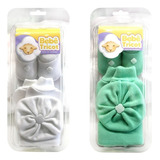 2 Kit Touca Luva Sapatinho Saída Maternidade Neutro Bebe 06