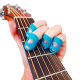 2 Kits Com 4 Protetores De Dedos P/ Tocar Violão Tam P Azul