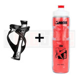2 Kits Suporte + Garrafa Caramanhola Squeeze Térmica Bike