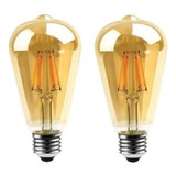 2 Lampada Filamento Led Pera Retrô Bivolt 3200k 4w Decorção Luz Branco-quente 110v/220v
