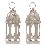 2 Lâmpadas Decorativas Porta Velas Lanterna De Ferro Vintage