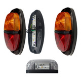 2 Lanternas Canoinha Com Led + Lanterna De Placa P Reboque