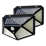 2 Luminária Parede Solar 100led Bateria
