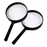 2 Lupa De Mão 75mm Lupa Com Cabo Plástico