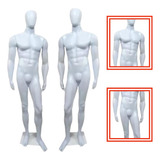 2 Manequim Masculino Bombado Preto/branco Cabeça De Ovo Loja