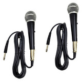 2 Microfones Fio Dinâmico Profissional Metal Cabo 5 Metros