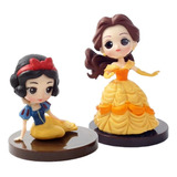 2 Miniaturas Princesas Bela E Branca De Neve Disney Qposket