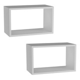 2 Nichos Retangular Branco 50x25x10 Mdf Branco Com Suporte 