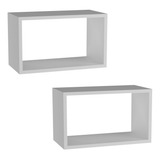 2 Nichos Retangular Branco 50x25x10 Mdf Branco Com Suporte 