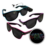 2 Óculos Neon Led Festa Balada Rave Tomorrowland A Pilha Top