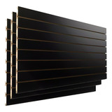 2 Painel Canaletado Mdf Preto 0,60 X 1,20 (3 Polegadas) Brás
