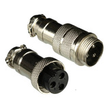 2 Par Conector Mike Circular Gx16 3 Vias P Cabo Macho Femea
