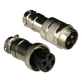 2 Par Conector Mike Circular Gx16 4 Vias P Cabo Macho Femea